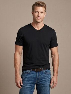 $14 Alfani Mens Solid V-Neck T-Shirt